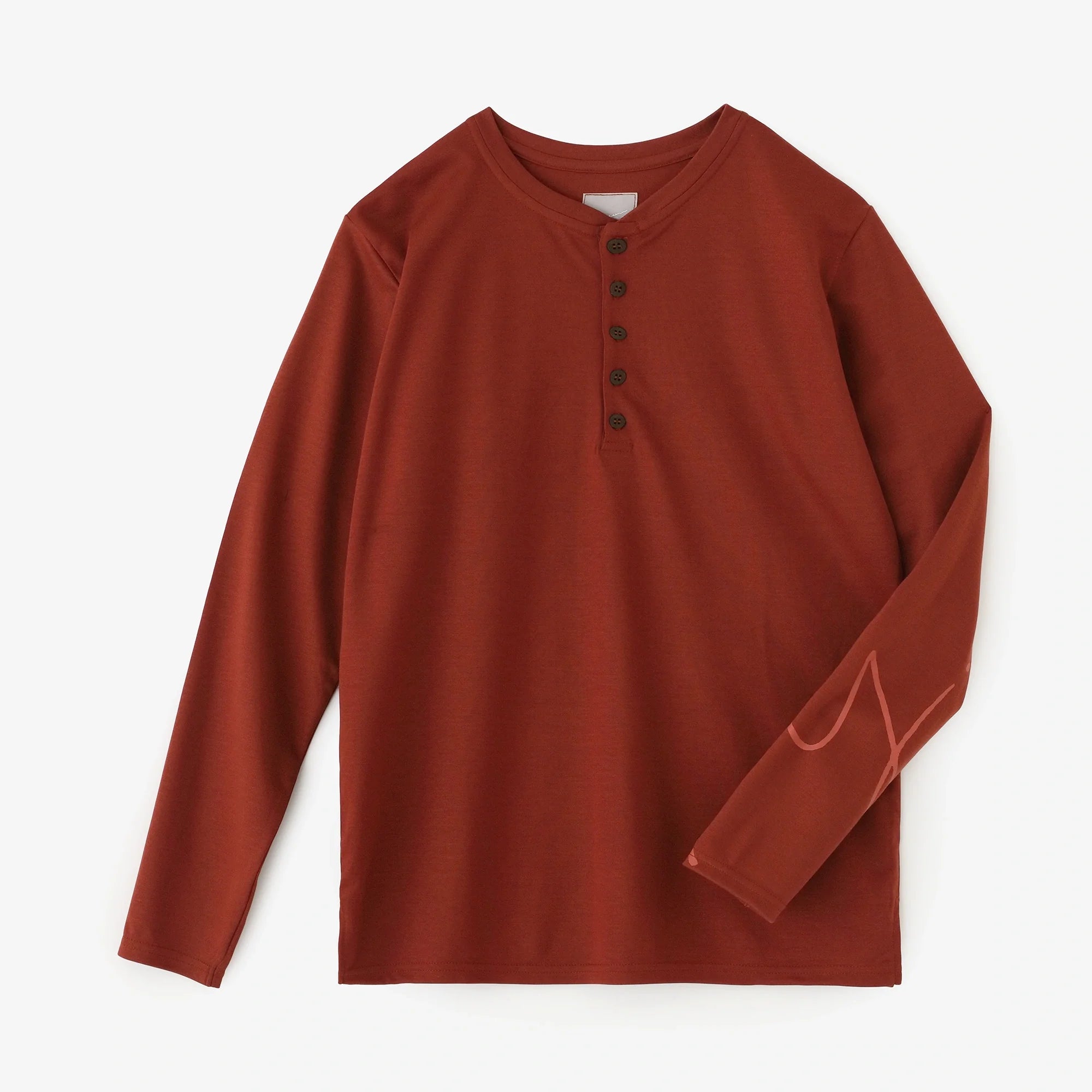 DIESEL ヘンリーネック長袖トップス レッド ヘンリーネック 長袖Tシャツ