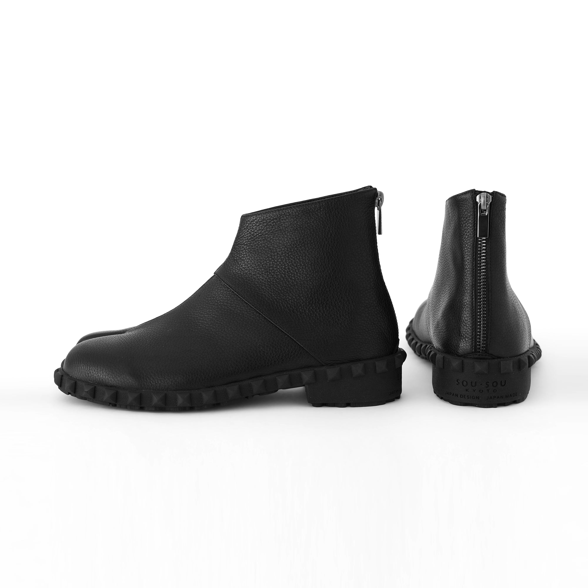 Zip arrière mi-long en cuir couleur tabi/Nureha