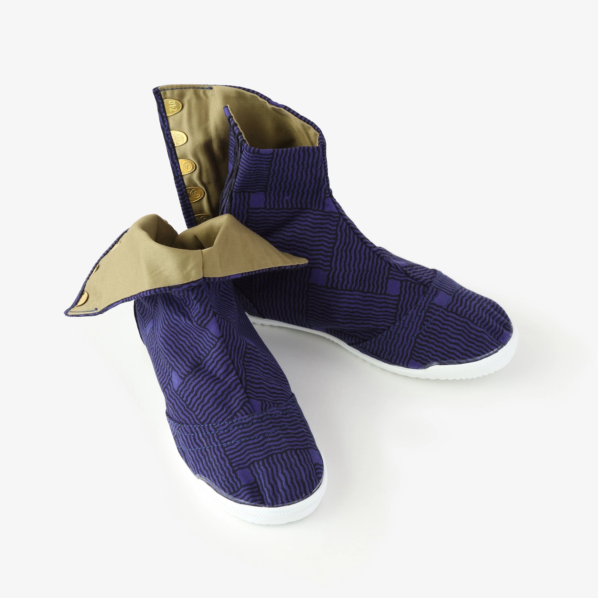 【net limited】Marugo Round Toe Tabi Shoes / Woven Bamboo Navy Blue
