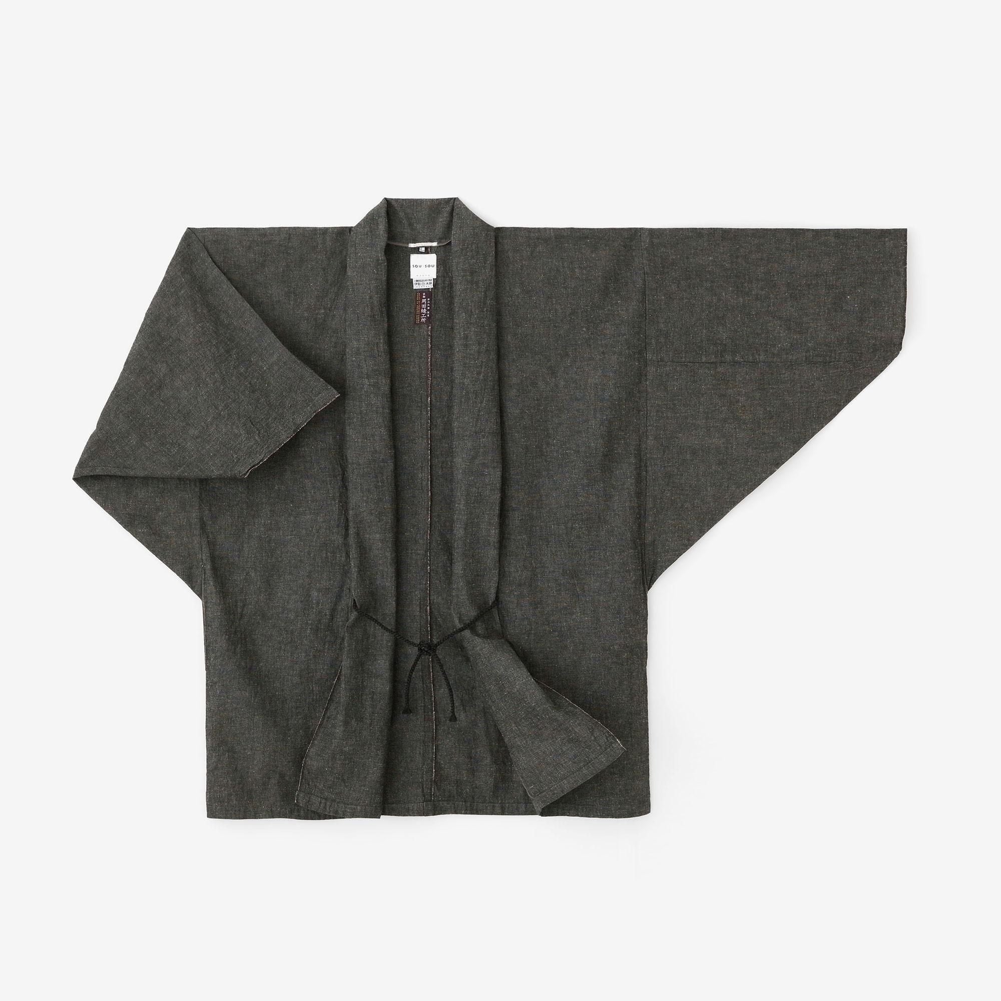 伊勢木棉20/20 麻混紡 梯形袖短外套 單層/灰炭色 2