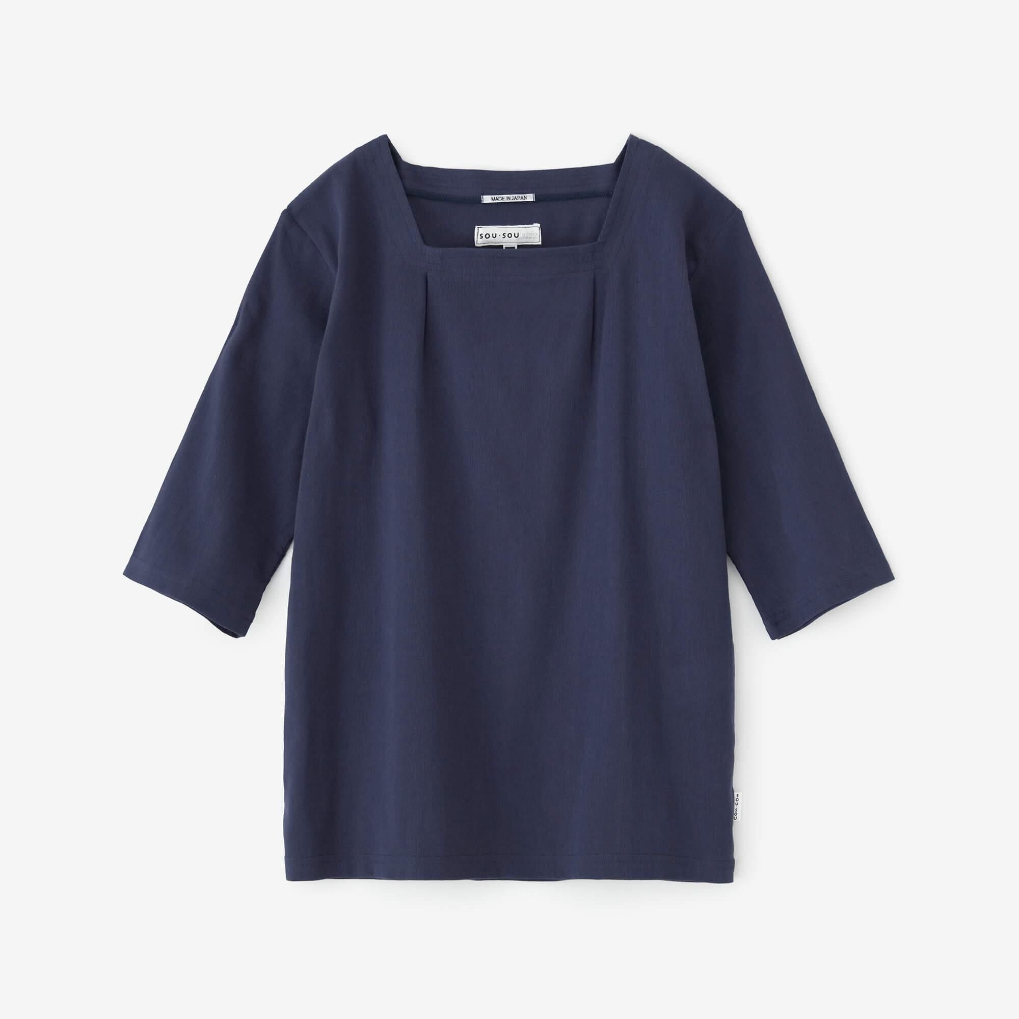 SOU.SOU xワコール 高島縮 40/40 寛　ねまき 五分袖 新品未使用 高島縮 40/40 被風（ひふ）ジバン 六分丈／正紺（しょうこん）