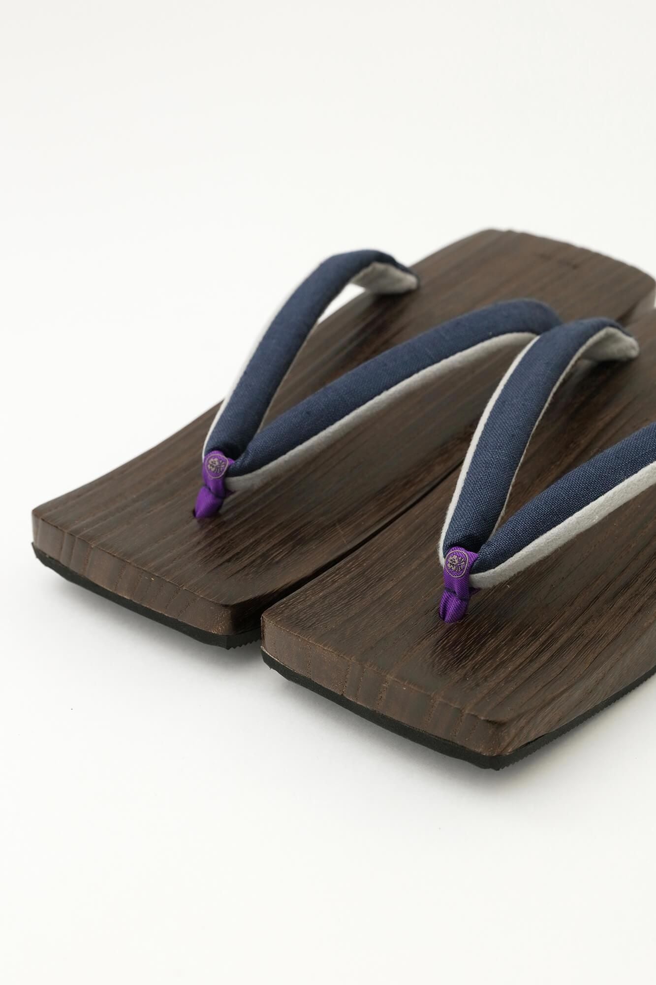 黑底木屐/右近(男裝)麻 深藍色