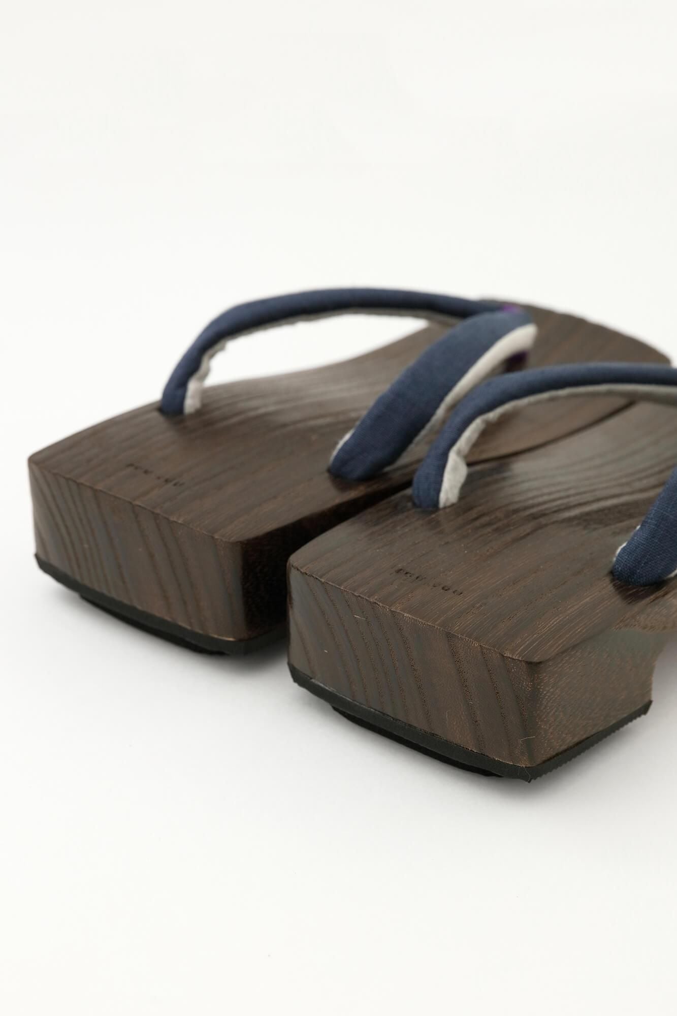 黑底木屐/右近(男裝)麻 深藍色