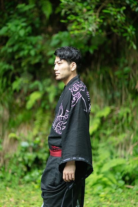 和服紐帶/胭脂紅×黑色