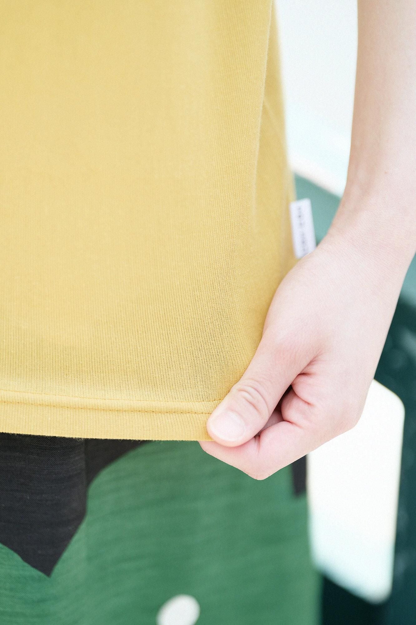 高島縮棉40/40 V領上衣 六分袖/黃金色