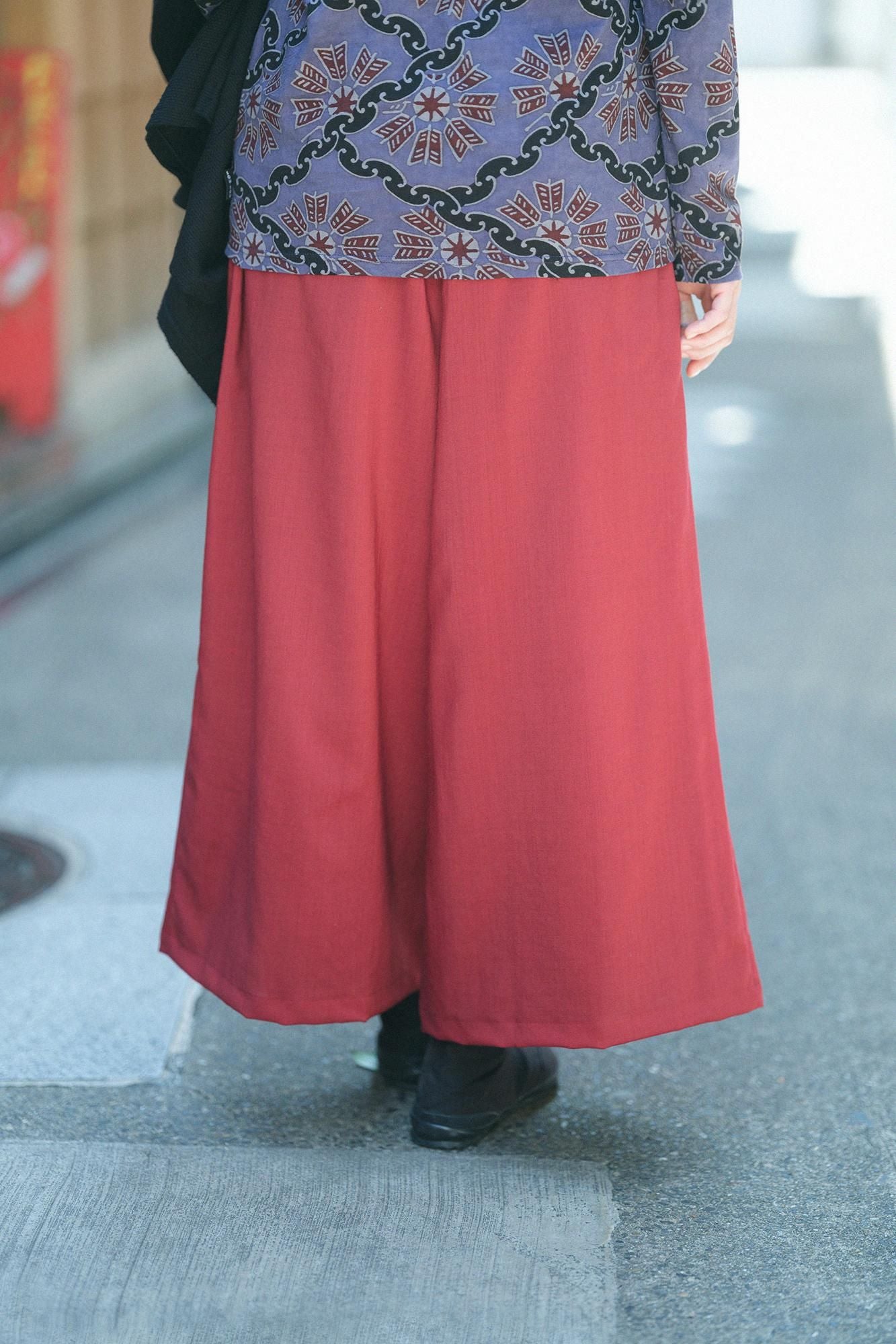 Muslin Wool Wide-legged Pants / Red