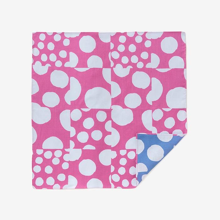 SOU・SOU ×Arakawa Masujiro Reversible Furoshiki (Small) / Circles Pink×Dayflower Blue