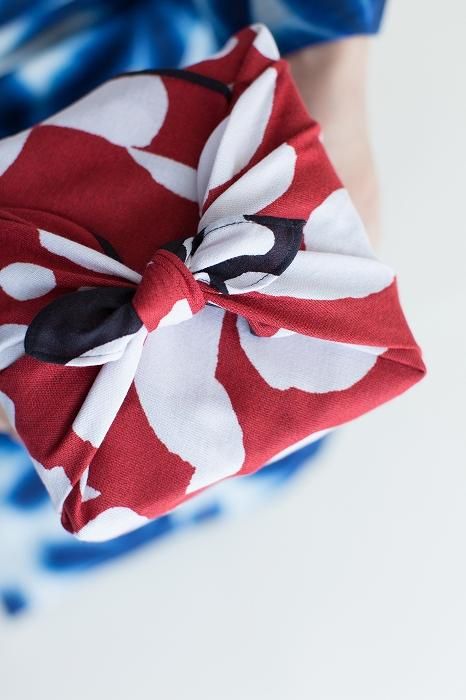 SOU・SOU ×荒川益次郎商店雙面染風呂敷(小)/圓圈圈 黑色×紅色