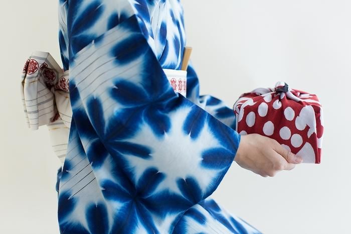 SOU・SOU ×荒川益次郎商店雙面染風呂敷(小)/圓圈圈 黑色×紅色