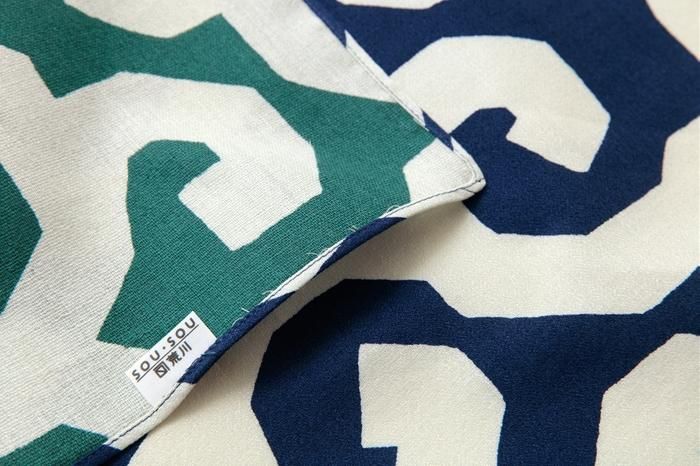 SOU・SOU ×Arakawa Masujiro Reversible Furoshiki (Small) / Goemon Prussian Blue×Green
