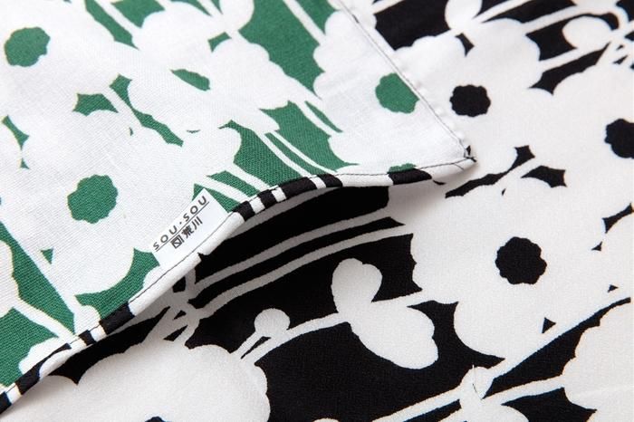 SOU・SOU ×Arakawa Masujiro Reversible Furoshiki (Large) / Hinatabokko Black×Green