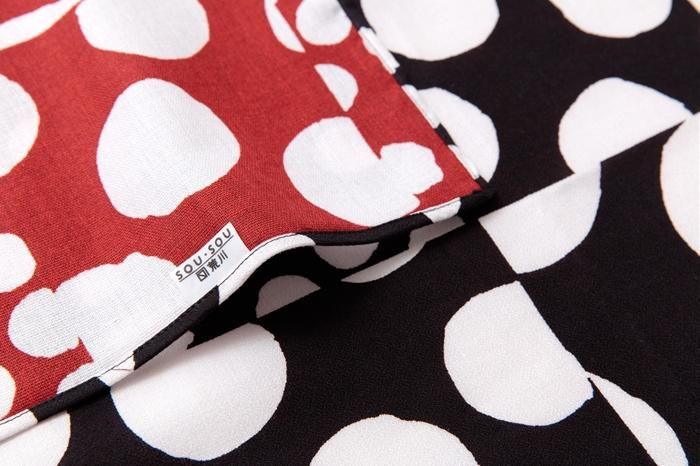 SOU・SOU ×Arakawa Masujiro Reversible Furoshiki (Large) / Circles Black×Red