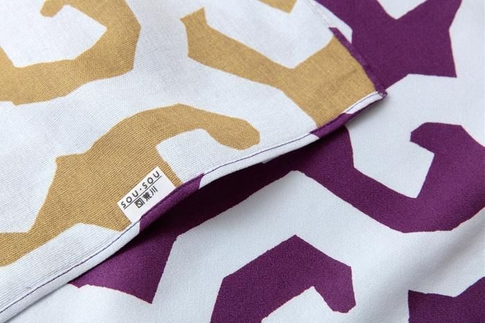 SOU・SOU ×Arakawa Masujiro Reversible Furoshiki (Large) / Goemon Violet×Yellow