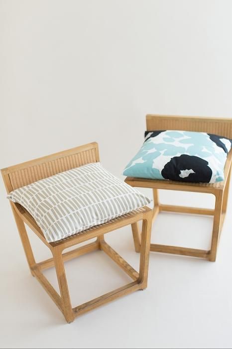 平織り21番手 クッション(座布団)カバー/拍子木 つくも×砂色(すないろ)【※お届けに約3週間】