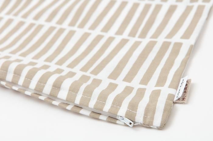 平織り21番手 クッション(座布団)カバー/拍子木 つくも×砂色(すないろ)【※お届けに約3週間】