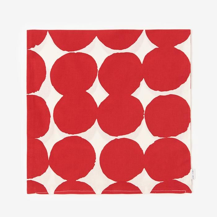 平織り21番手 クッション(座布団)カバー/おはじき大 乳白(にゅうはく)×深緋(こきひ)【※お届けに約3週間】