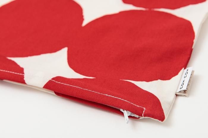 平織り21番手 クッション(座布団)カバー/おはじき大 乳白(にゅうはく)×深緋(こきひ)【※お届けに約3週間】