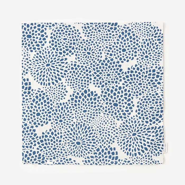 平織り21番手 クッション(座布団)カバー/菊づくし 鳥の子色【※お届けに約3週間】