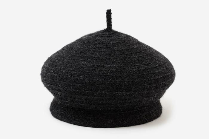 馬海毛_擬寶珠 貝蕾帽/黑色