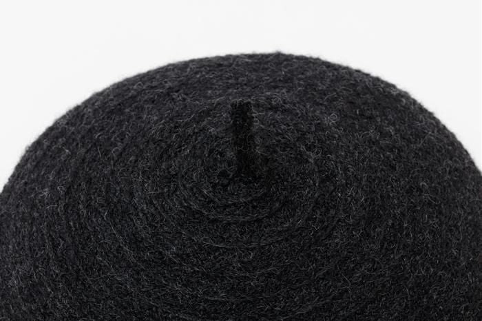 馬海毛_擬寶珠 貝蕾帽/黑色