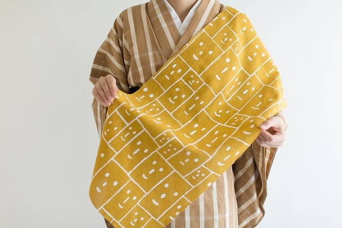 伊势棉纺织手巾/微笑芥末色