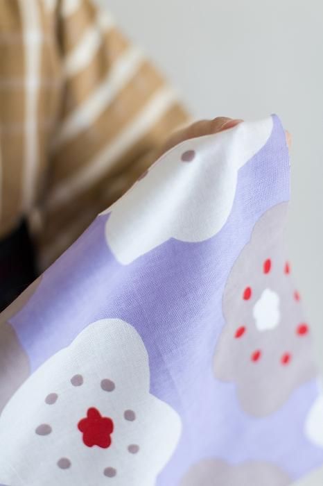 伊勢木棉手巾(短版)/微笑 小 紫色