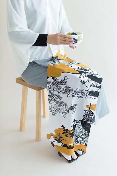 【net limited】Isemomen Cotton Textile Handkerchief / In and Around the City of Kyoto