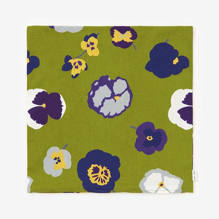 平織り21番手 クッション(座布団)カバー/三色すみれ【※お届けに約3週間】