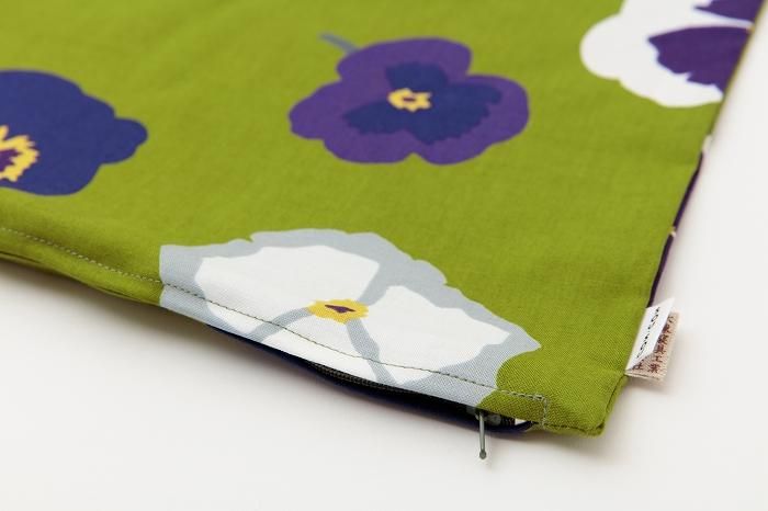 平織り21番手 クッション(座布団)カバー/三色すみれ【※お届けに約3週間】