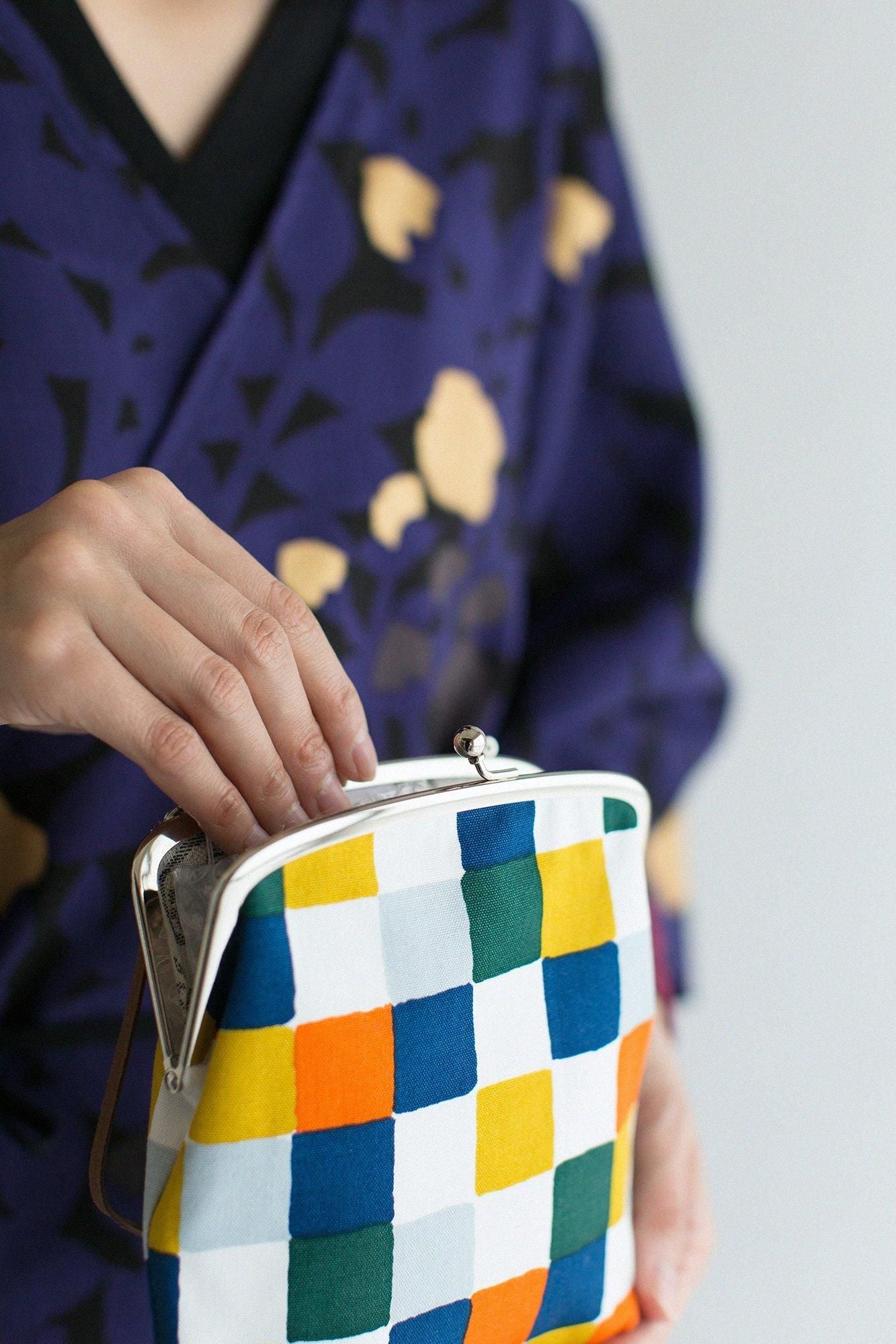 12호 캔버스 난가마구치 가방 (크기가 큰)/일상 아침 다도(아사차지)