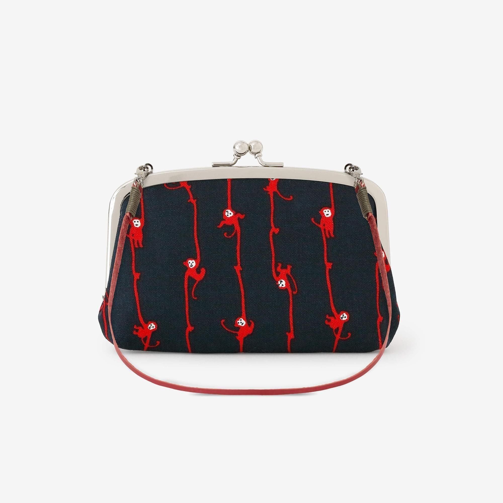 Soft Canvas Gamaguchi Clasp Purse Double Layer / Monkeys