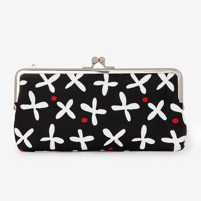 No.12 Canvas Soft Gamaguchi Clasp Purse (Horizontal) / Suzushiroso Small Black