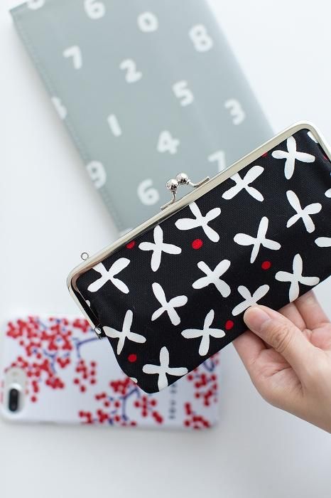 No.12 Canvas Soft Gamaguchi Clasp Purse (Horizontal) / Suzushiroso Small Black