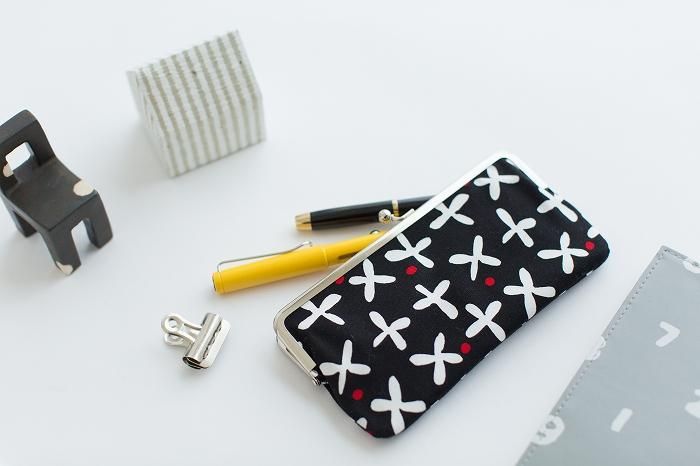 No.12 Canvas Soft Gamaguchi Clasp Purse (Horizontal) / Suzushiroso Small Black