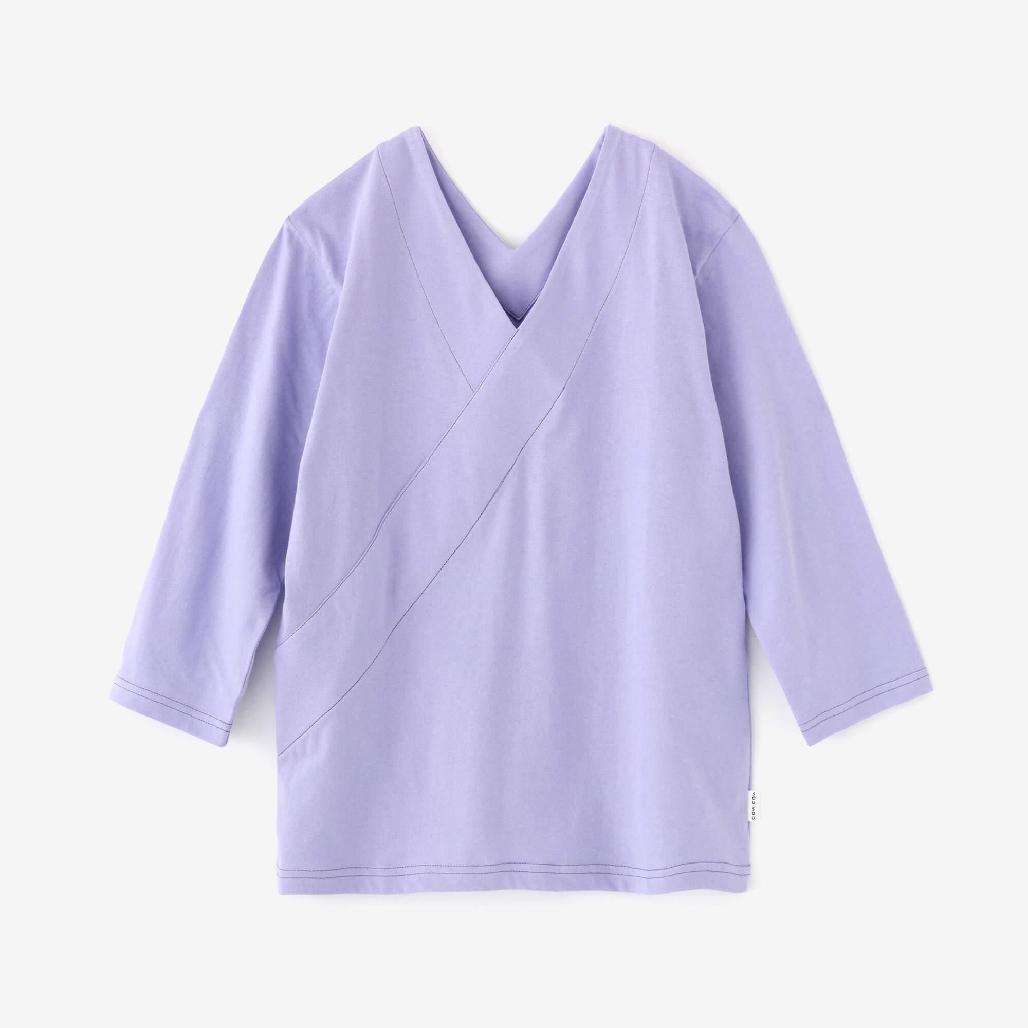 【Online】V-neck Shirt Three-quarter Sleeve / Mauve