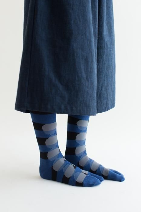 在塔比(膝盖下方) / ohajiki和水平步骤下,海军蓝色(女性)