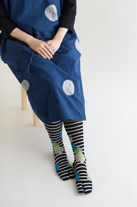 Tabi Socks(Under Knee)/Woven Roses Black【Women】