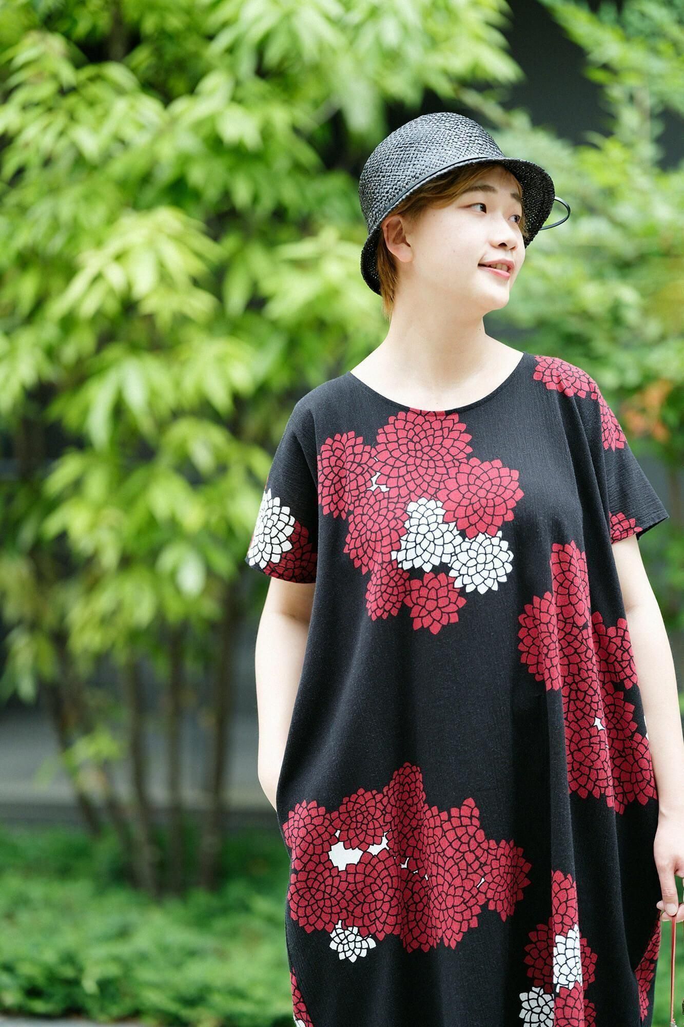 高島縮棉 20/20長方形洋裝/雲間菊