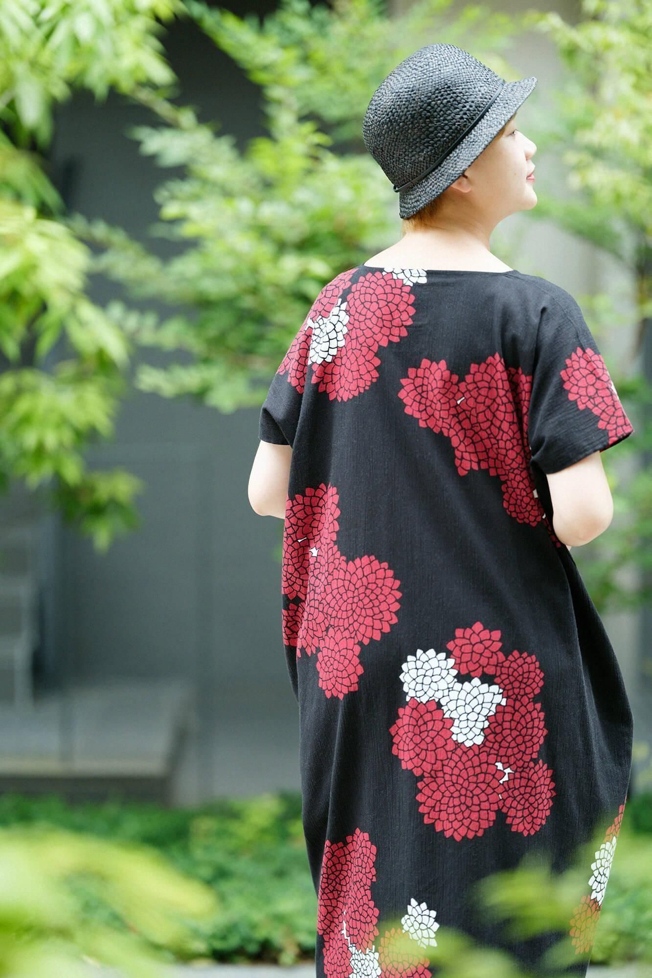 高島縮棉 20/20長方形洋裝/雲間菊