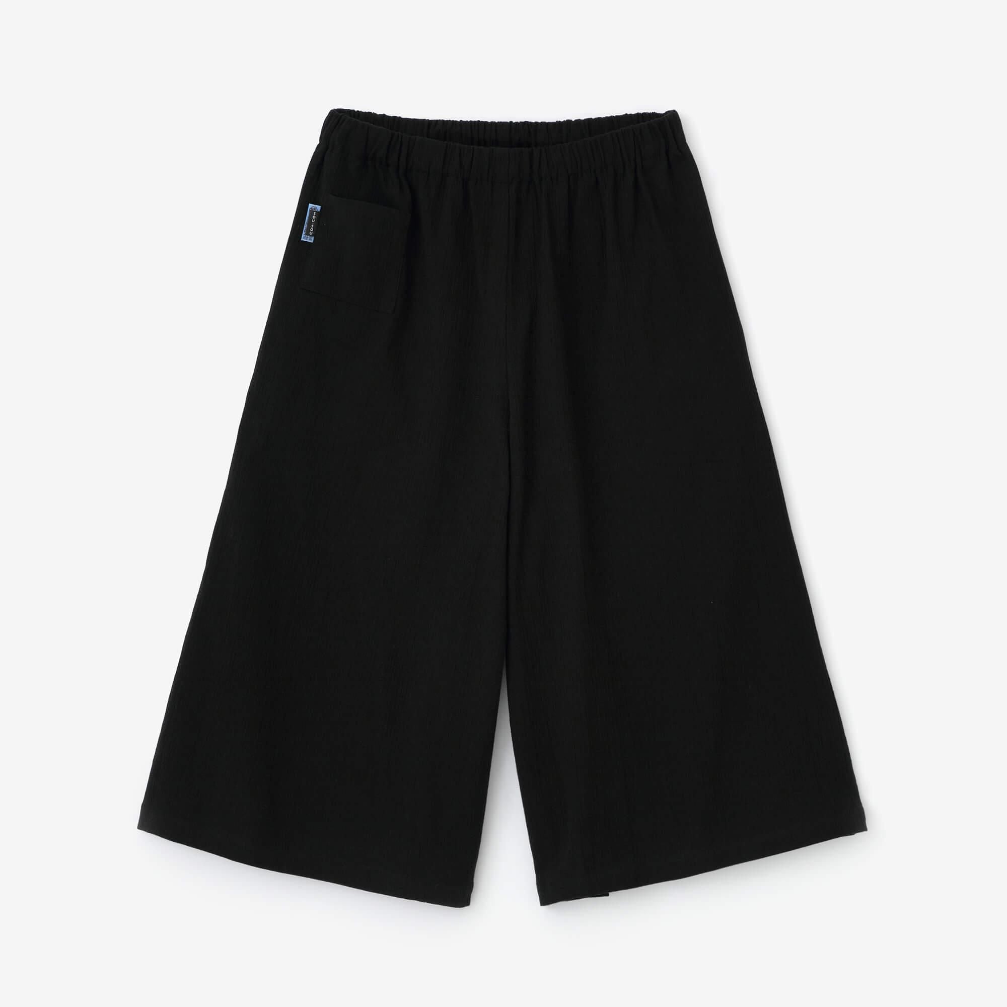 高島縮 20/20 広形(ひろなり)もんぺ はぎ丈/濡羽色(ぬればいろ)