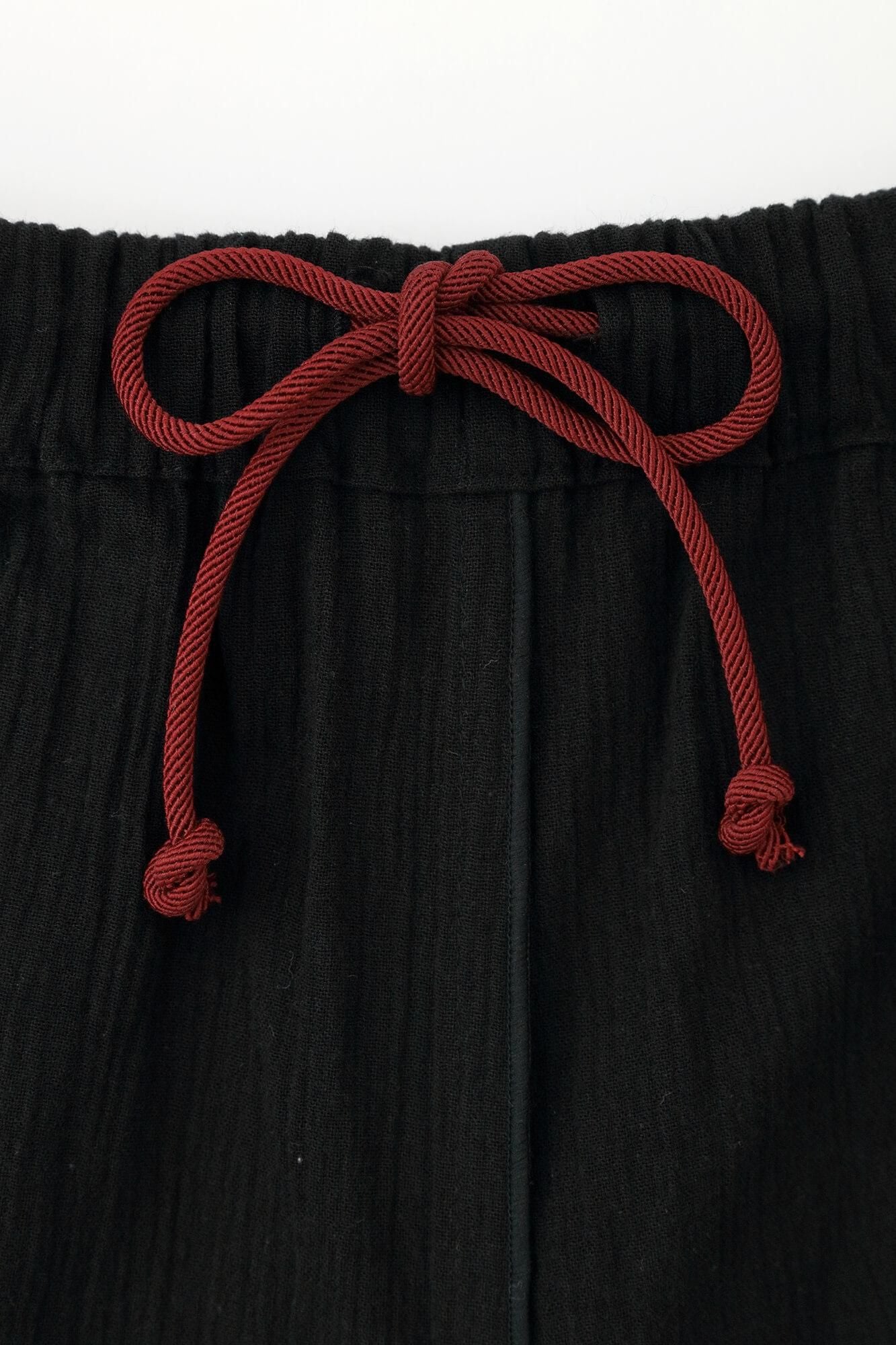 高島縮 20/20 広形(ひろなり)もんぺ はぎ丈/濡羽色(ぬればいろ)