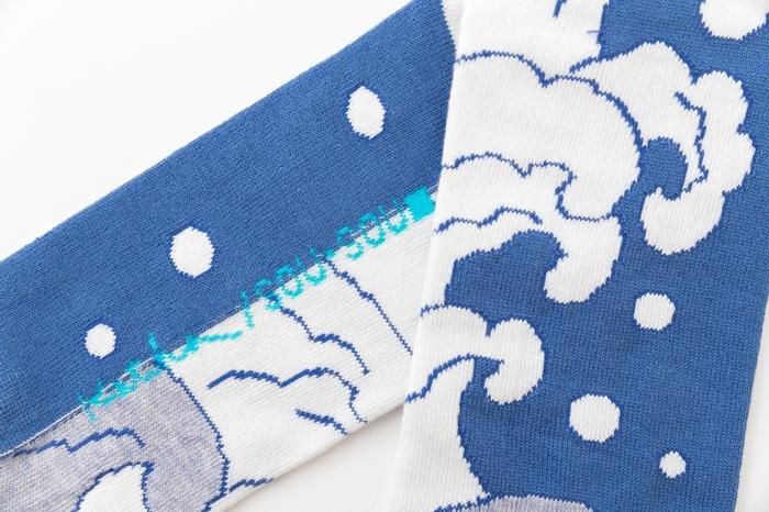 Tabi Socks (Mid-calf)/White Waves【Men・Women】