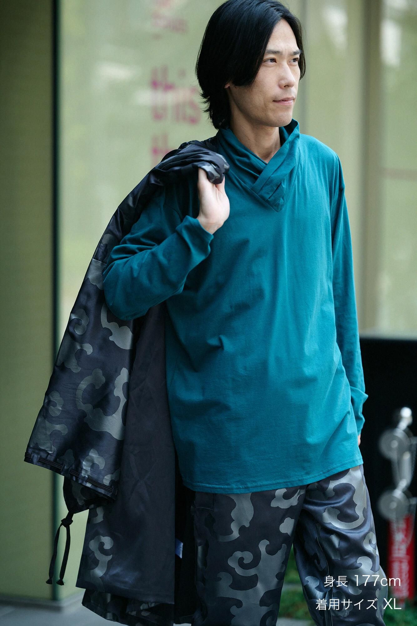 高領上衣/深綠色