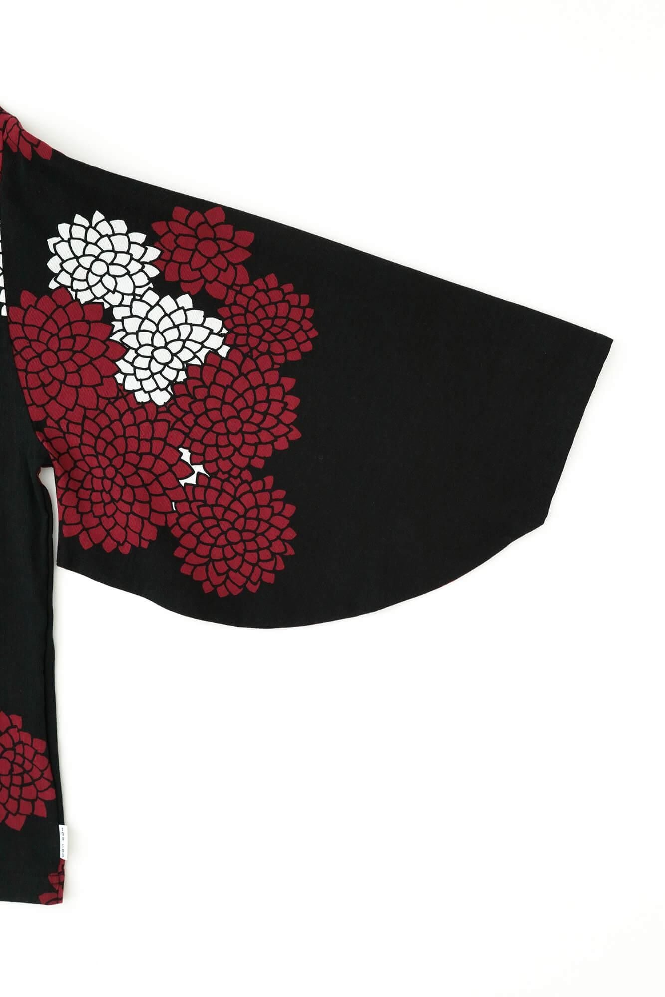 Chizimi Cotton 40/40 Kimono Collar Top / Chrysanthemum in Clouds