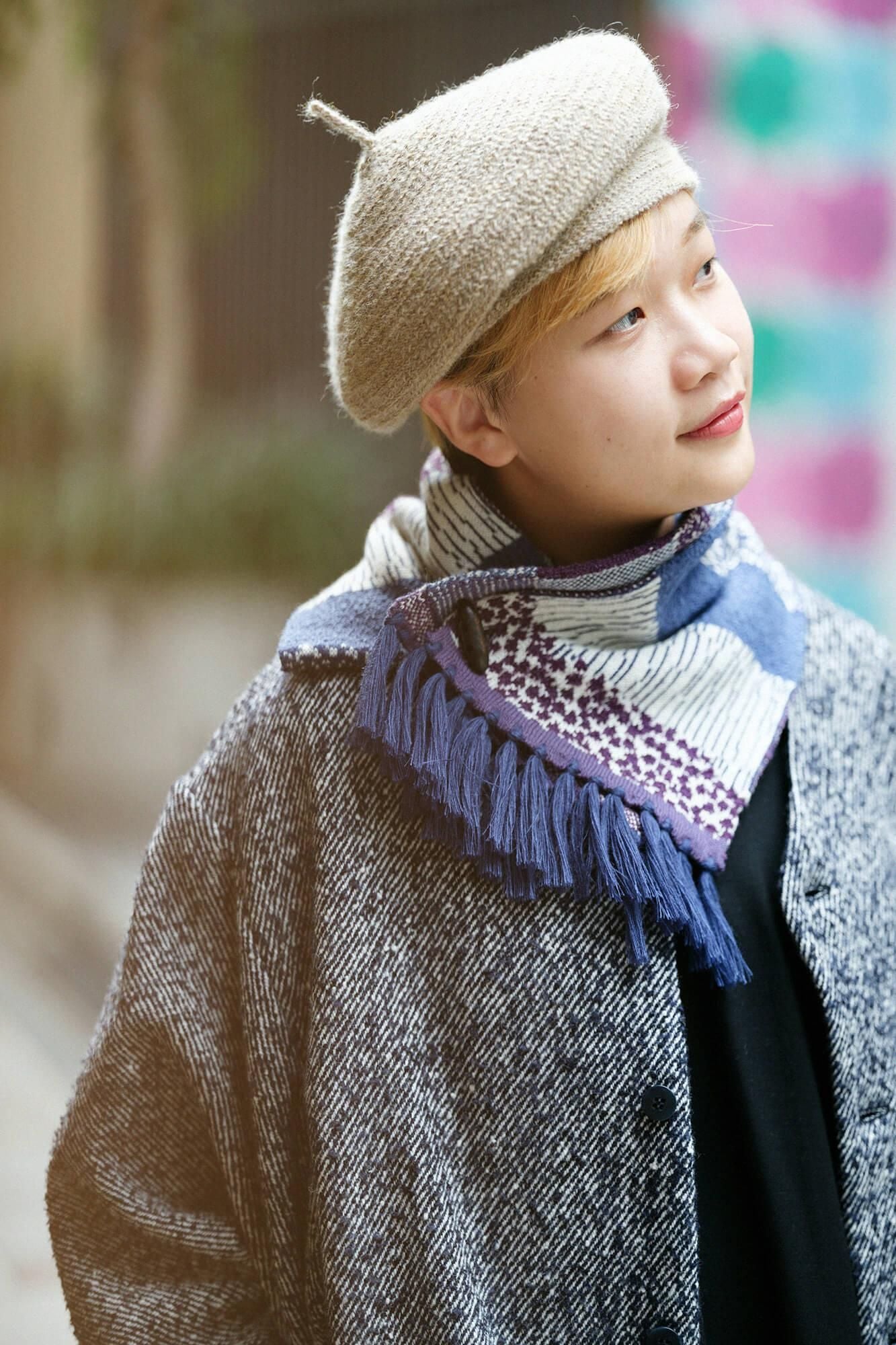 SOU・SOU×MOONBAT Knitted Collar Scarf / Higashiyama Purple