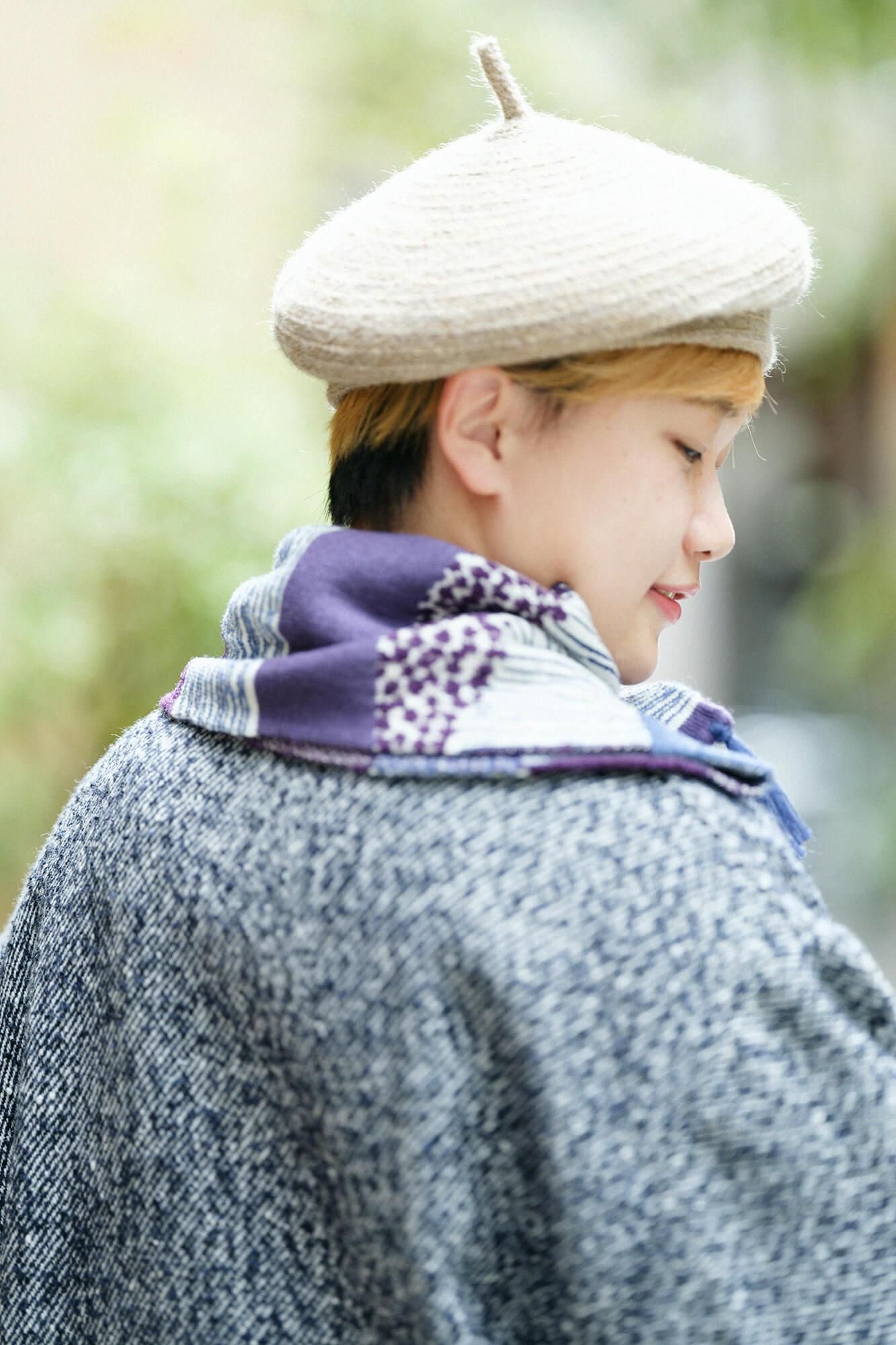 SOU・SOU×MOONBAT Knitted Collar Scarf / Higashiyama Purple