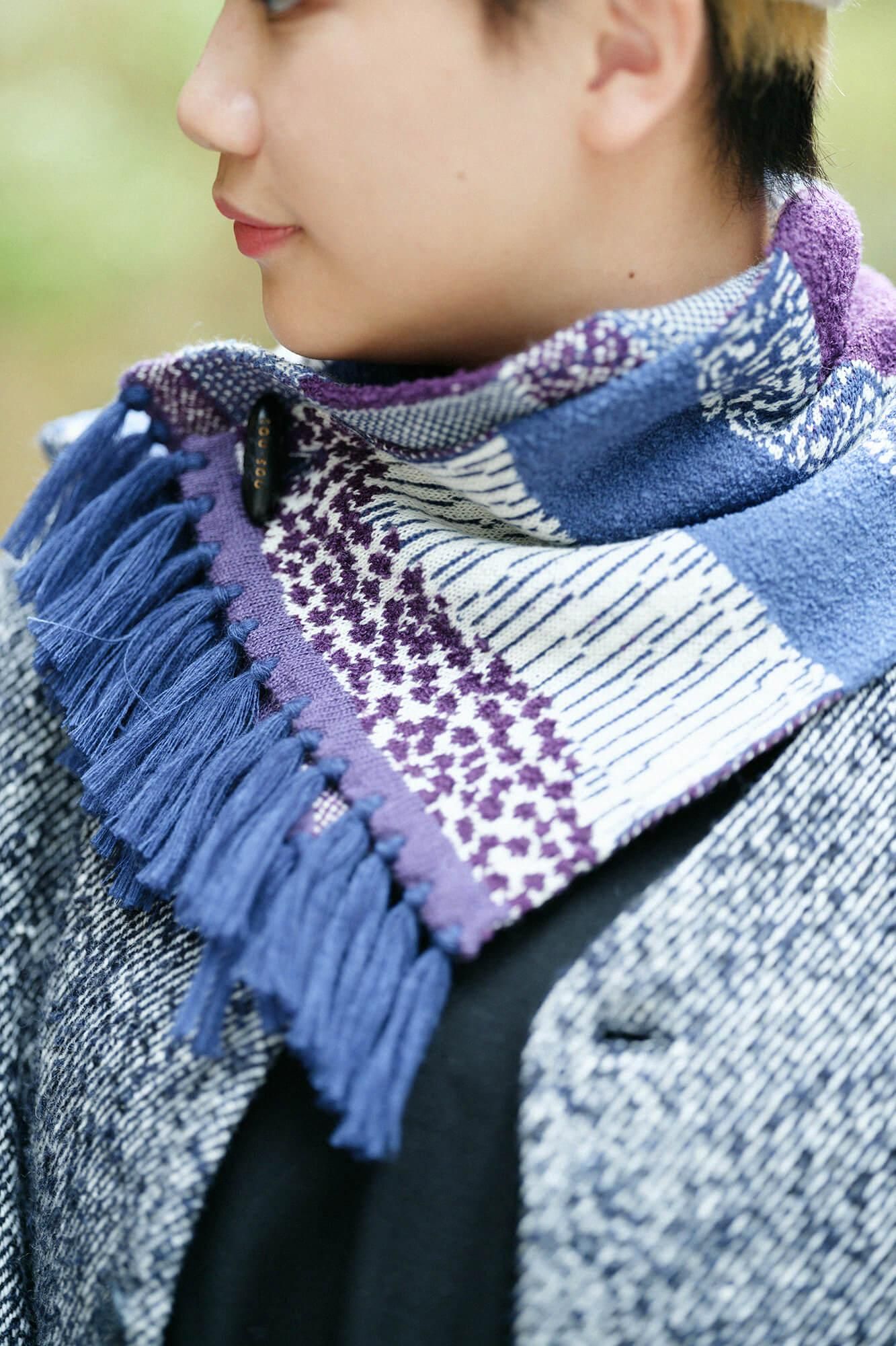 SOU・SOU×MOONBAT Knitted Collar Scarf / Higashiyama Purple