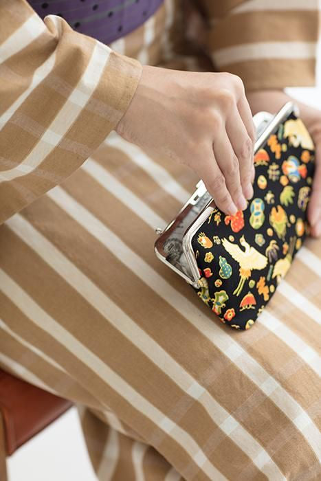 12號帆布 軟 口金包(横長)/彌榮