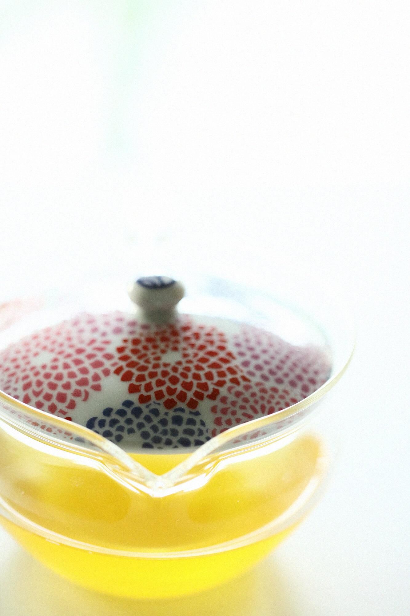 耐熱ガラス急須&茶缶セット/菊づくし つくも