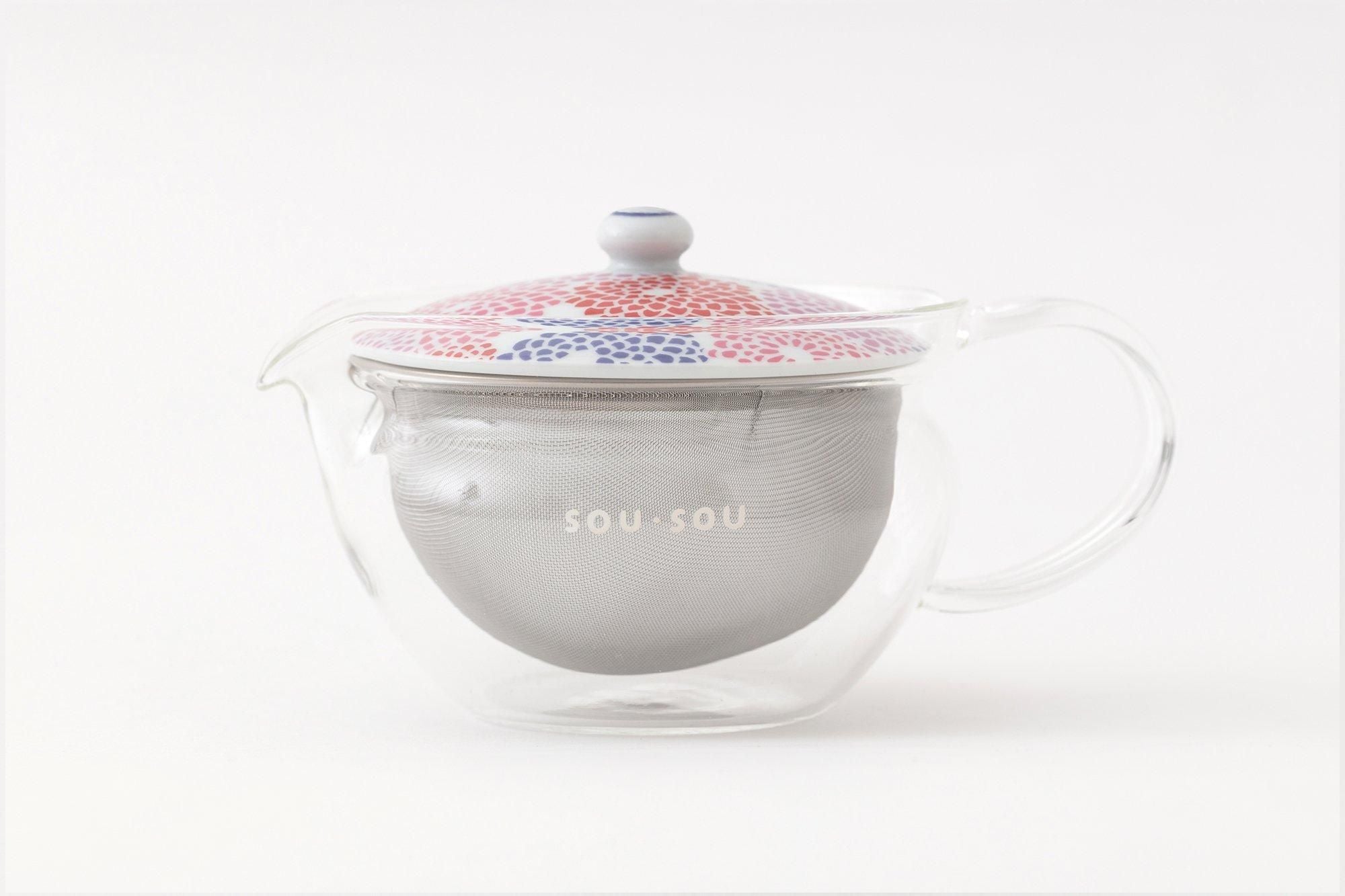 耐熱ガラス急須&茶缶セット/菊づくし つくも